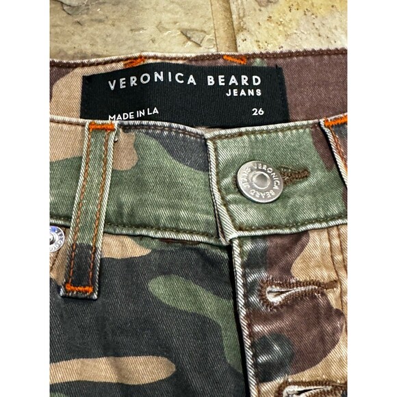NWT $298 Veronica Beard Carly Kick Flare High Rise Jeans Camo Women's 26 - Picture 5 of 8